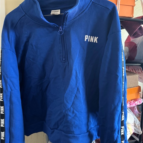 PINK Victoria's Secret Navy Quarter-Zip Top size large - Picture 1 of 2